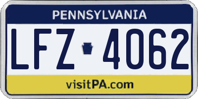 PA license plate LFZ4062