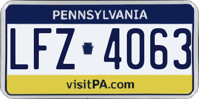 PA license plate LFZ4063