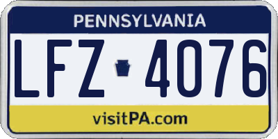 PA license plate LFZ4076