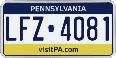 PA license plate LFZ4081