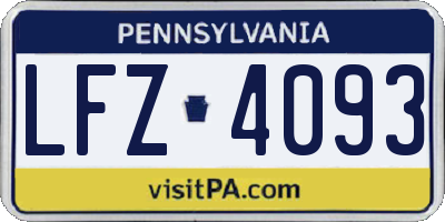 PA license plate LFZ4093
