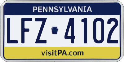 PA license plate LFZ4102