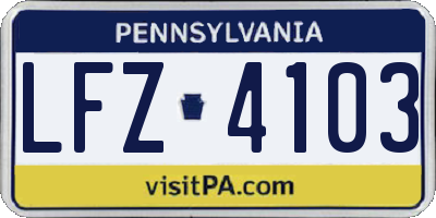 PA license plate LFZ4103