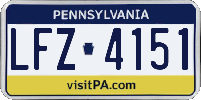 PA license plate LFZ4151