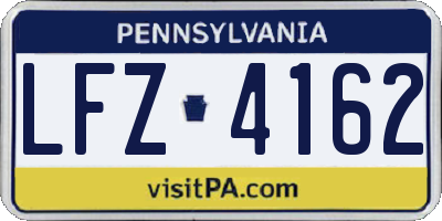 PA license plate LFZ4162