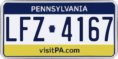PA license plate LFZ4167