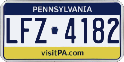 PA license plate LFZ4182