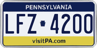 PA license plate LFZ4200