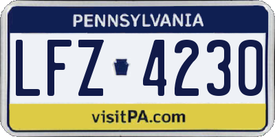 PA license plate LFZ4230