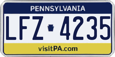 PA license plate LFZ4235