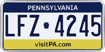 PA license plate LFZ4245