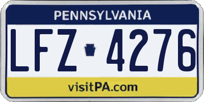 PA license plate LFZ4276