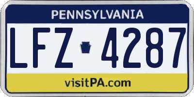 PA license plate LFZ4287
