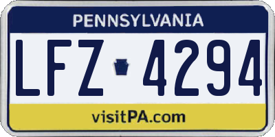 PA license plate LFZ4294