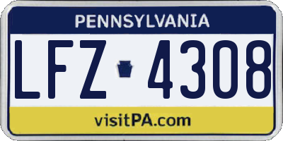 PA license plate LFZ4308