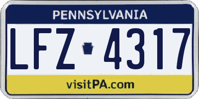 PA license plate LFZ4317