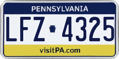 PA license plate LFZ4325