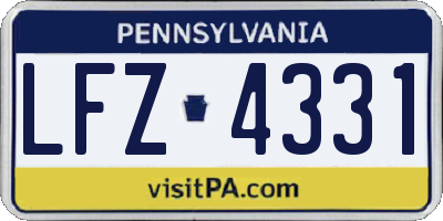 PA license plate LFZ4331