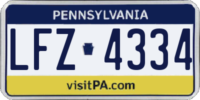 PA license plate LFZ4334