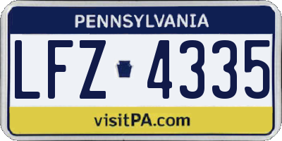 PA license plate LFZ4335