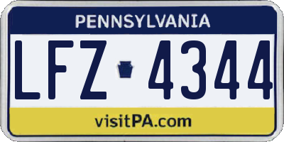 PA license plate LFZ4344