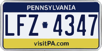 PA license plate LFZ4347