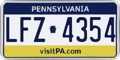 PA license plate LFZ4354