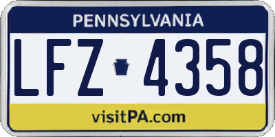 PA license plate LFZ4358