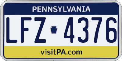 PA license plate LFZ4376