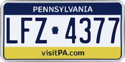 PA license plate LFZ4377