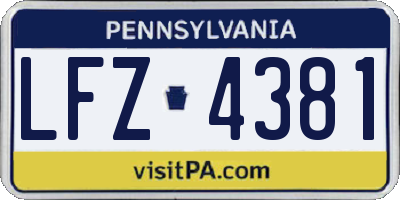 PA license plate LFZ4381