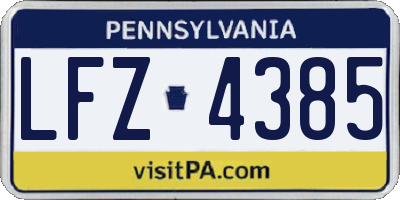 PA license plate LFZ4385
