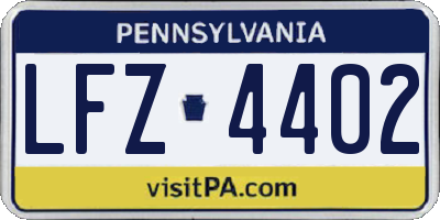 PA license plate LFZ4402