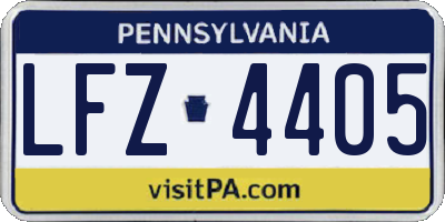 PA license plate LFZ4405