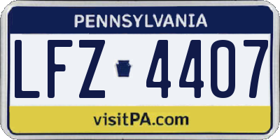 PA license plate LFZ4407