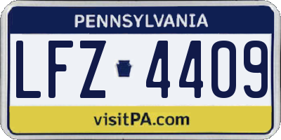 PA license plate LFZ4409