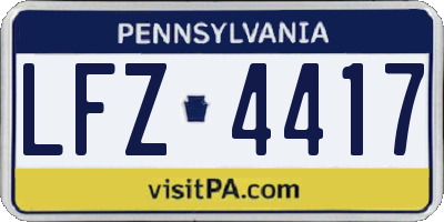 PA license plate LFZ4417