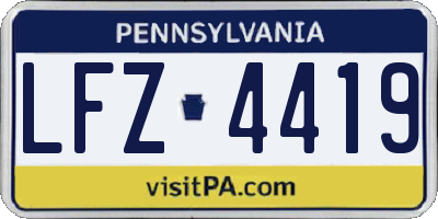 PA license plate LFZ4419