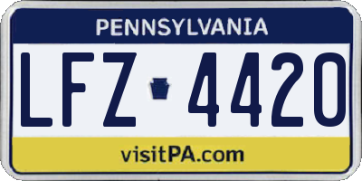 PA license plate LFZ4420