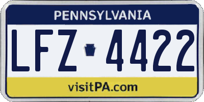 PA license plate LFZ4422