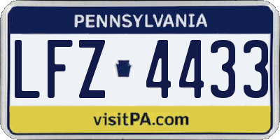 PA license plate LFZ4433