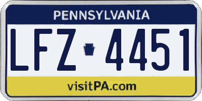 PA license plate LFZ4451