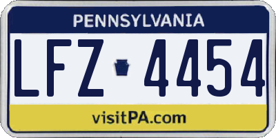 PA license plate LFZ4454