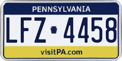 PA license plate LFZ4458