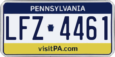 PA license plate LFZ4461