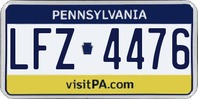 PA license plate LFZ4476