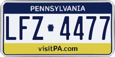 PA license plate LFZ4477