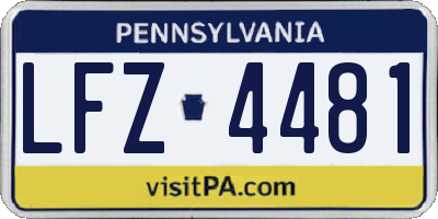 PA license plate LFZ4481