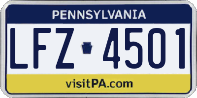PA license plate LFZ4501