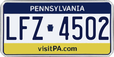 PA license plate LFZ4502